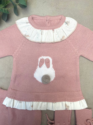 AW22 Mac Ilusion Dusky Pink Knitted Bunny 3-Piece Jam Pant Set