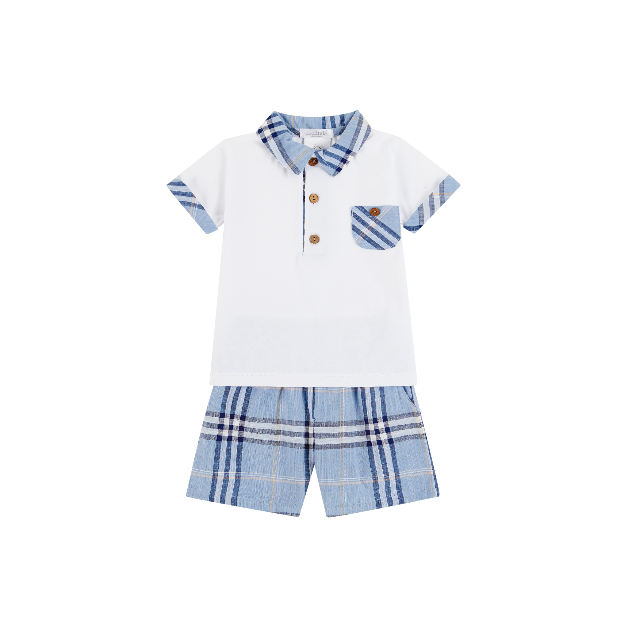 SS23 Deolinda Royal Blue, Navy & White Checked Shorts & T-Shirt Set