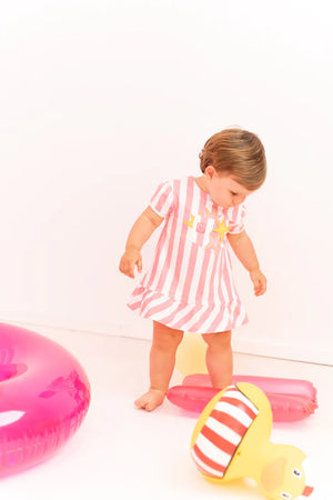SS23 Agatha Ruiz De La Prada Pink & White Striped Dress