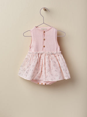 SS23 Wedoble Pale Pink & Ditsy Print Half-Knit Skirt Romper