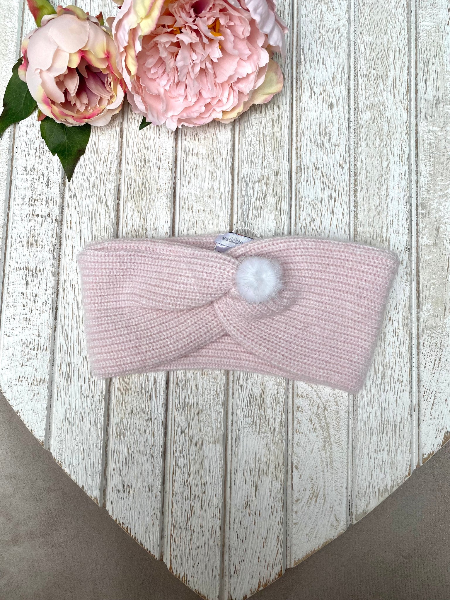 Wedoble Baby Pink Knitted Pompom Headband