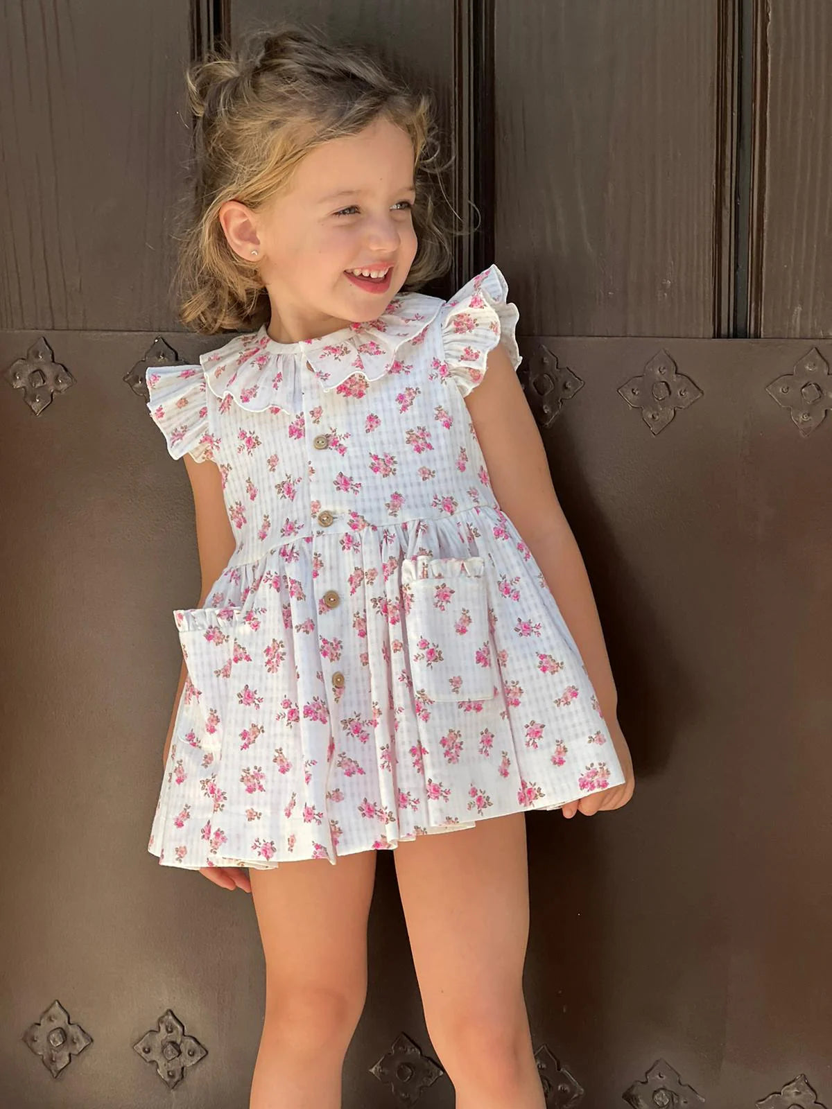 SS23 La Peppa White & Pink Floral Dress & Pants Set