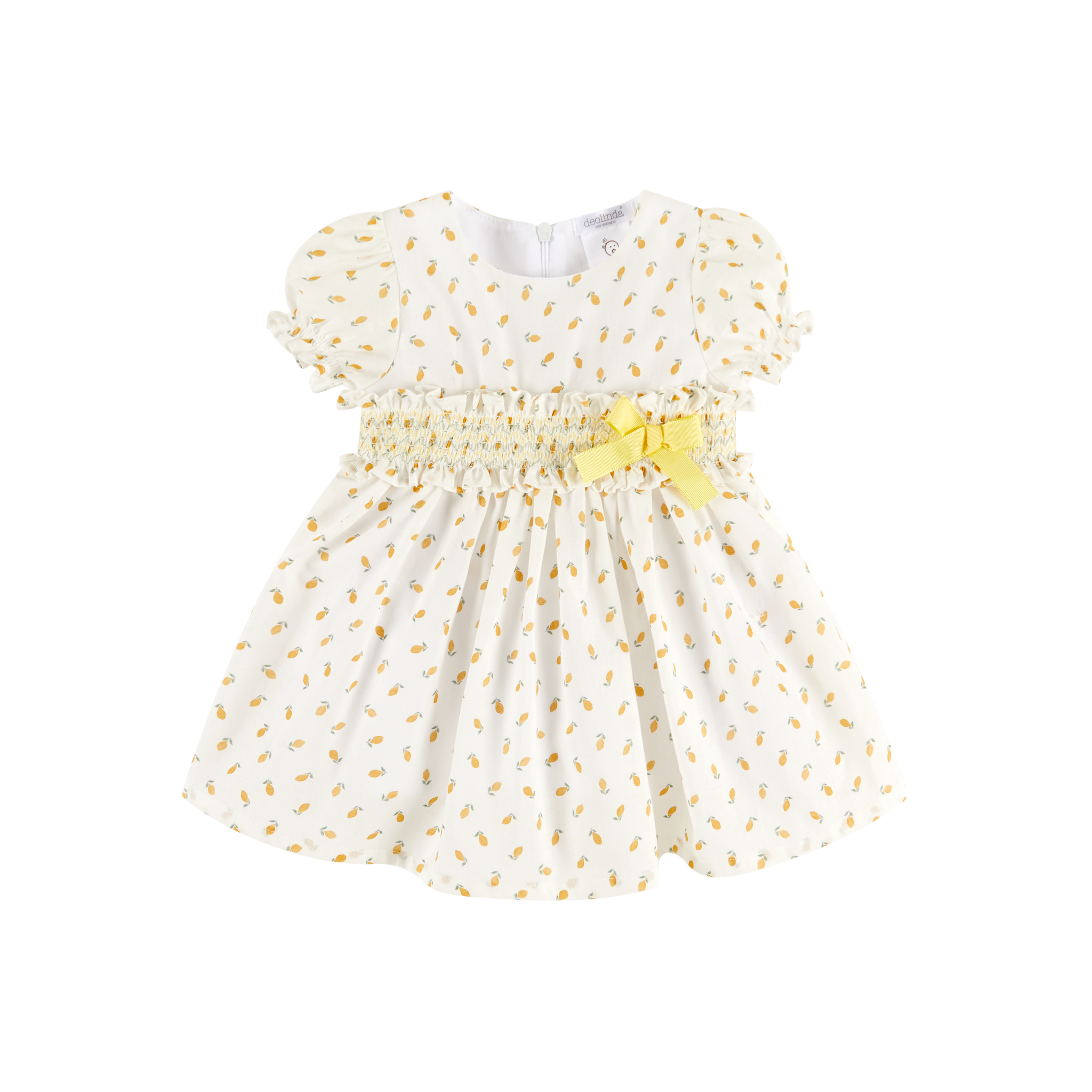 SS23 Deolinda White & Lemon Print Smocked Dress