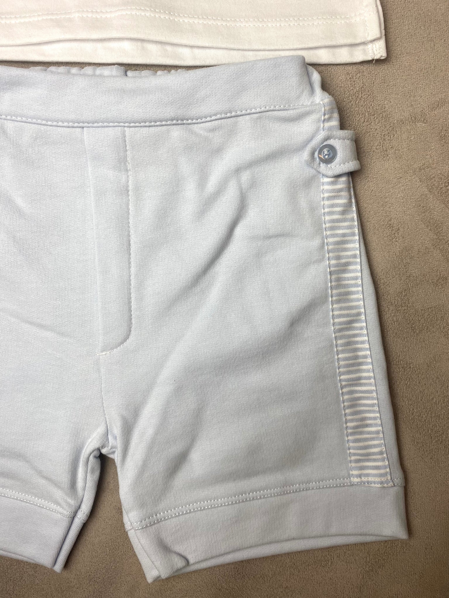 Pastels & Co Blue & White Boy's Polo Short Set