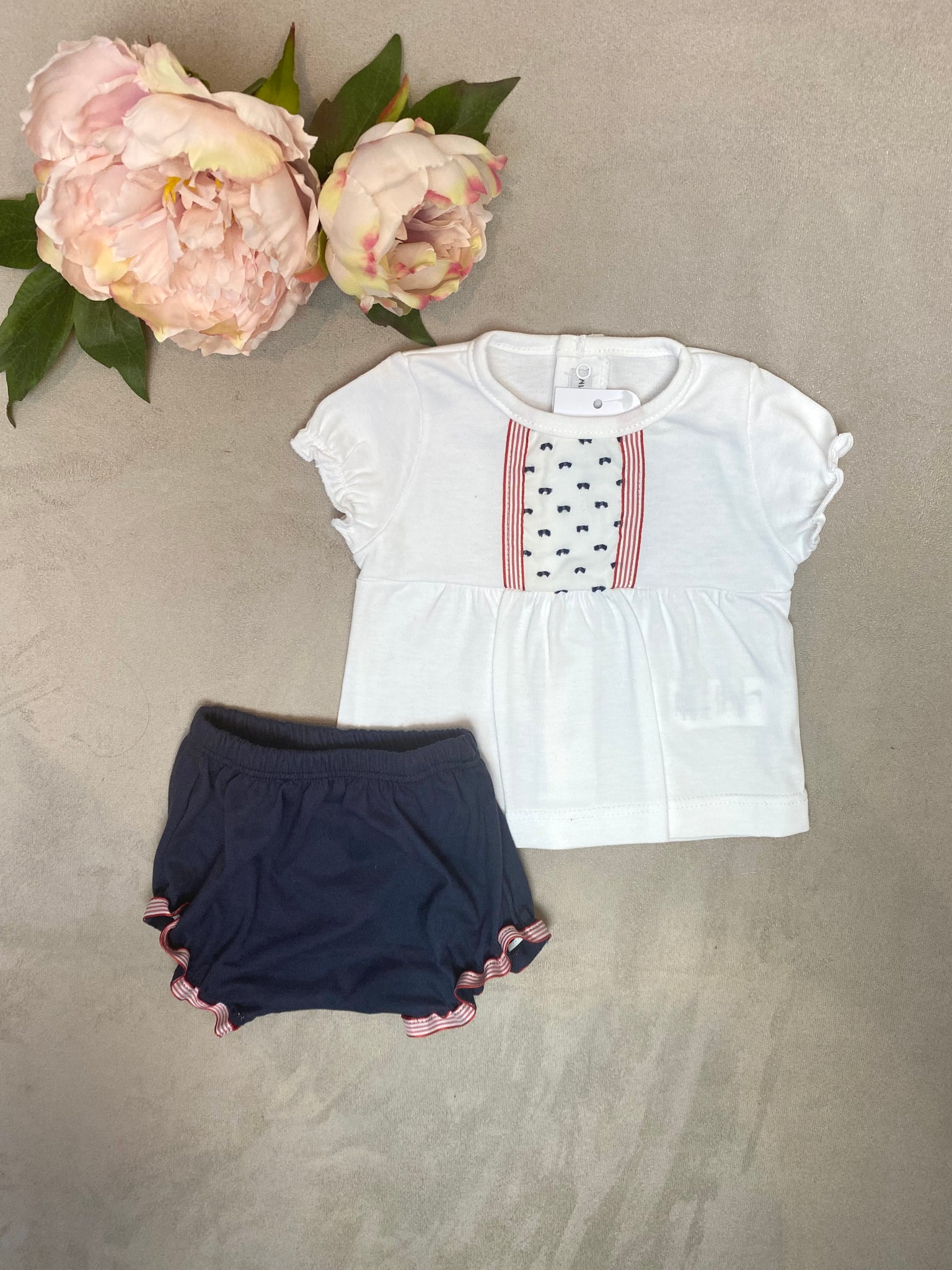 SS22 Calamaro Girls Navy, Red & White Bloomer Set