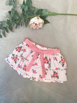 AW22 Phi Clothing Pink Floral Print Tiered Skort