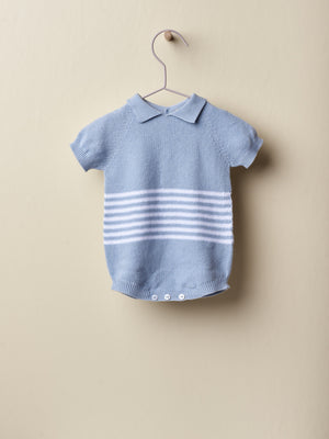 SS23 Wedoble Blue & White Striped Knitted Romper