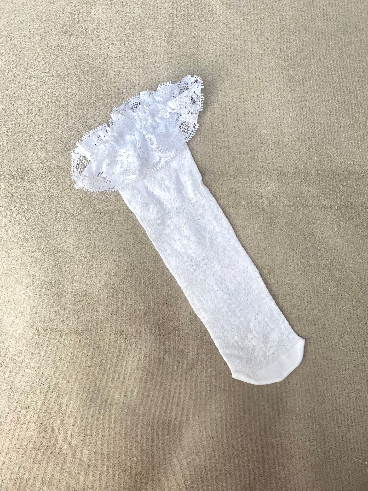 Meia Pata White Lacy Microfibre Knee sock