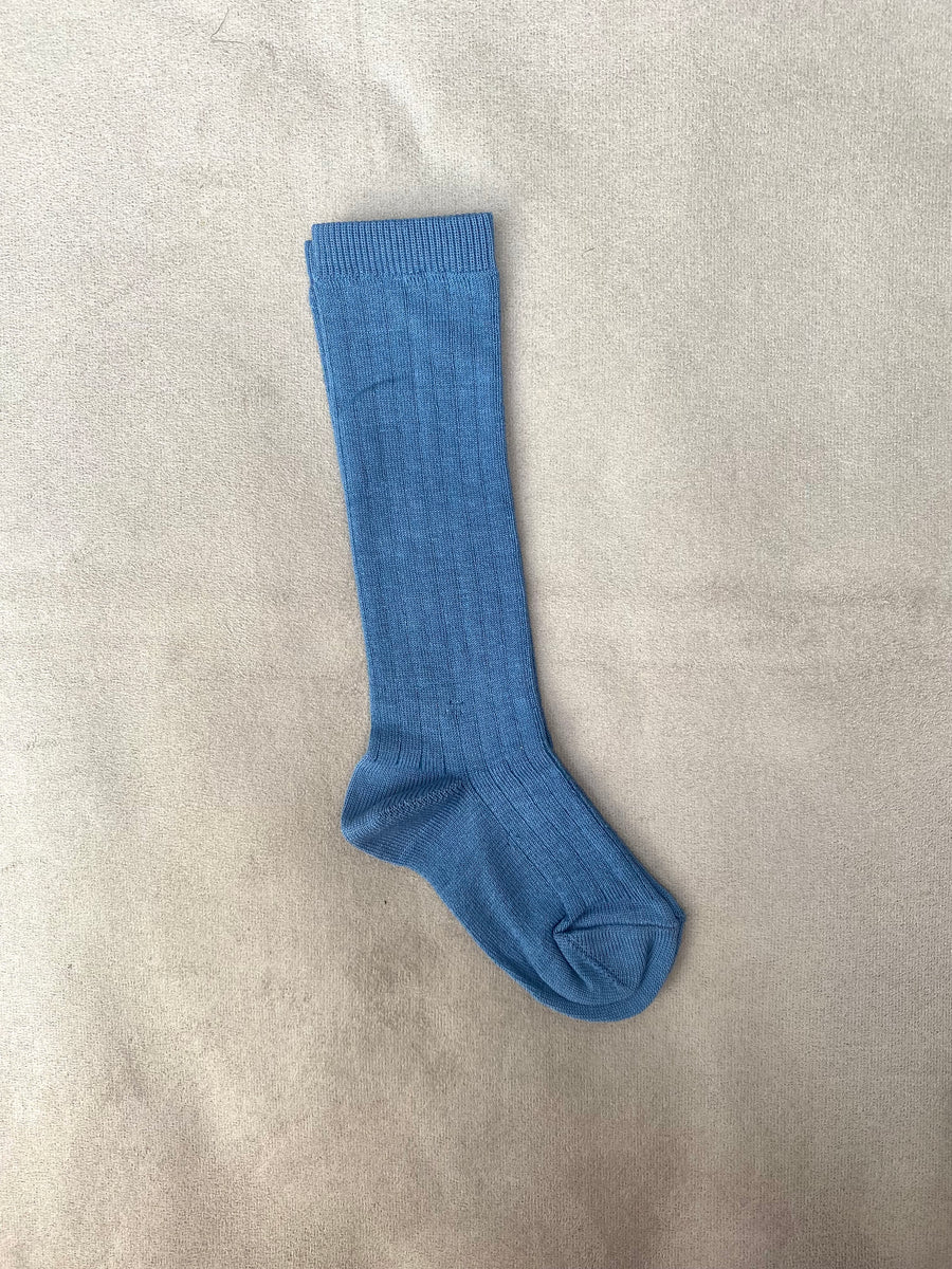 Meia Pata Gangue Blue knee high ribbed socks