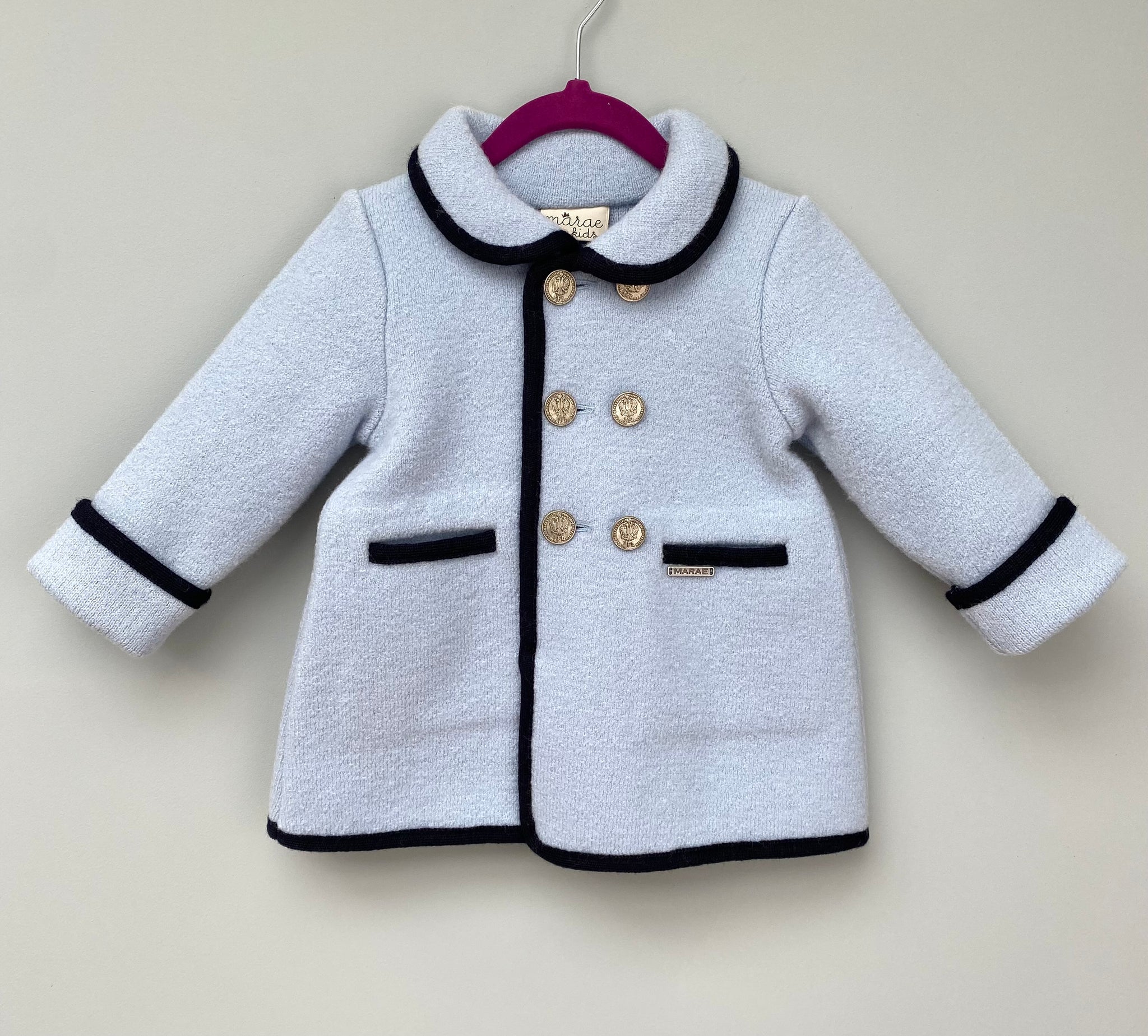 Marae Coats Baby Blue & Navy Coat