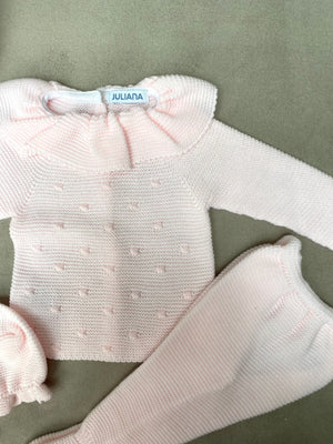 Juliana Baby Pink Knitted 3-Piece Baby Set