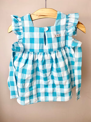 D.O.T Girl's Turquoise Check 'Comporta' Beach Cover-up