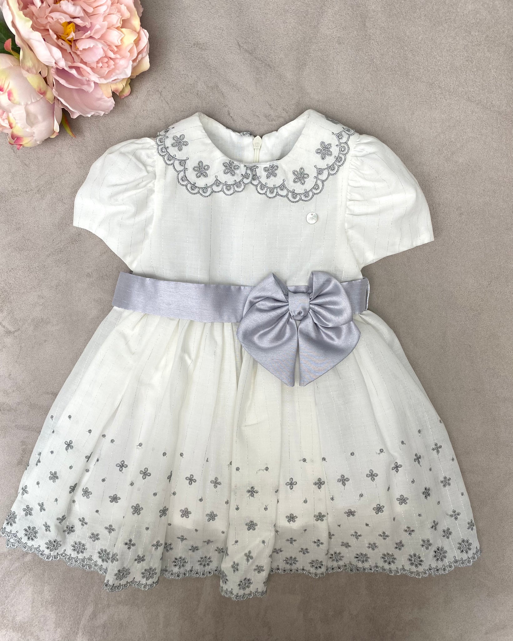 SS22 Piccola Speranza White & Silver Embroidered Dress
