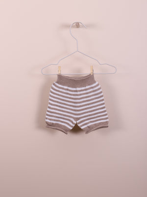 SS23 Wedoble Beige & White Striped Knitted Short Set