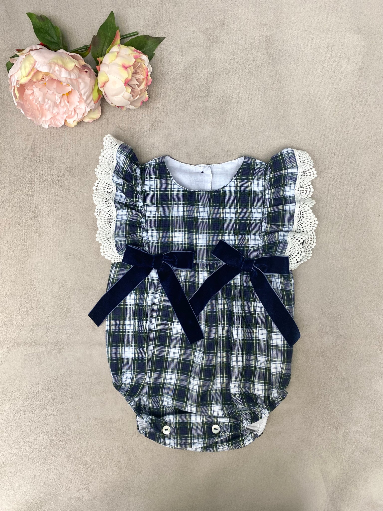 AW21 Phi Navy Check Cotton Romper