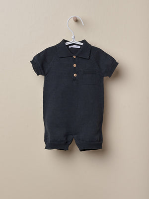 SS22 Wedoble Charcoal Knitted Polo Style Romper