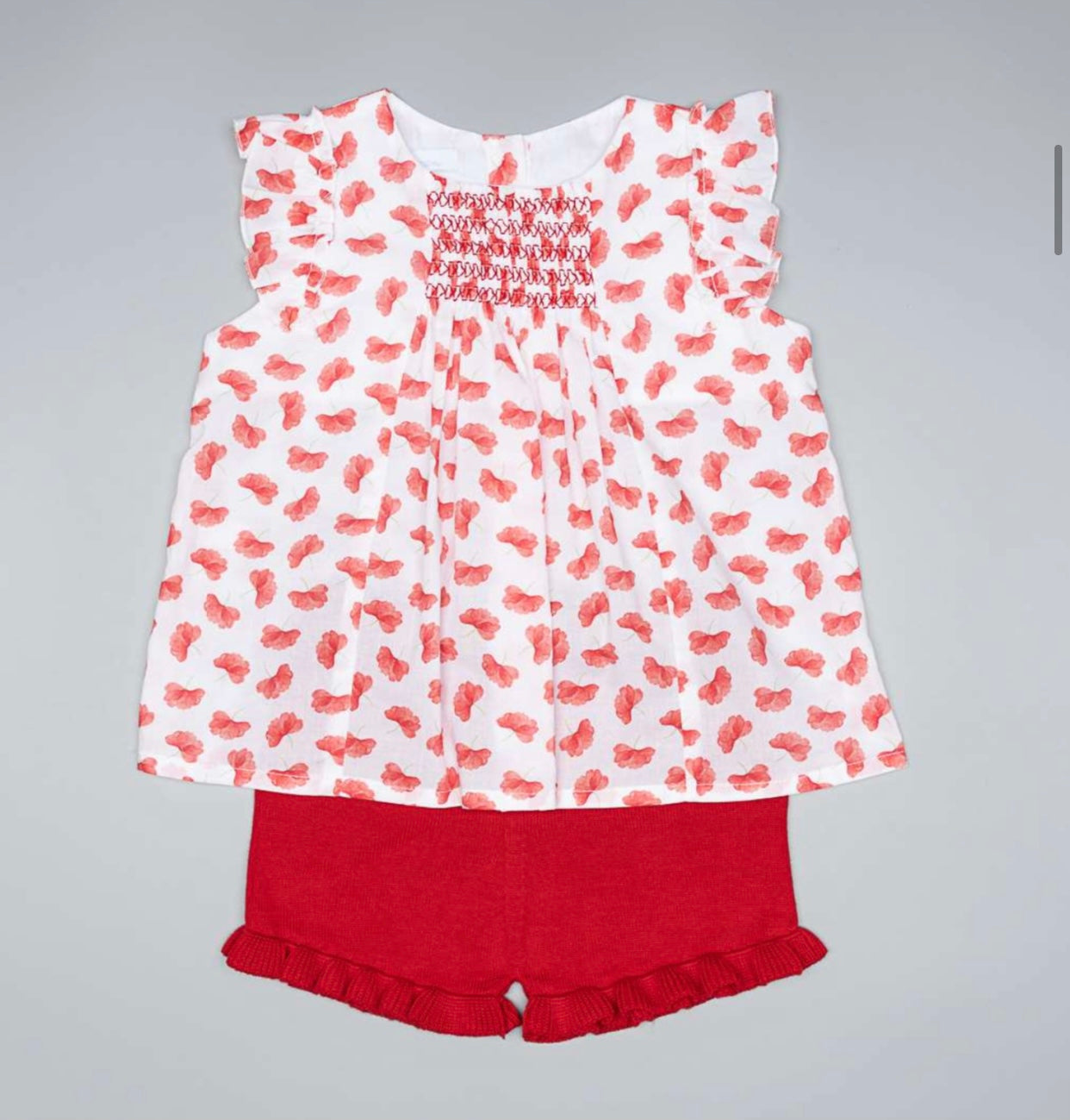 SS23 Artesania Granlei Red & White Floral Shorts Set