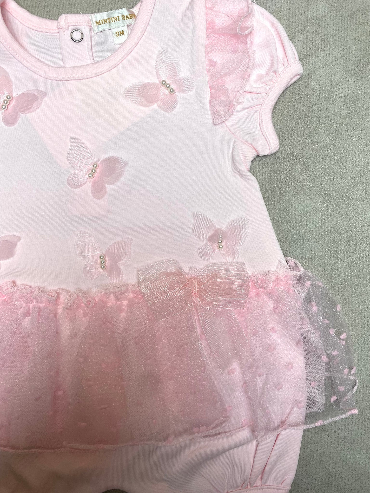 SS22 Mintini Baby Pink Butterfly Romper