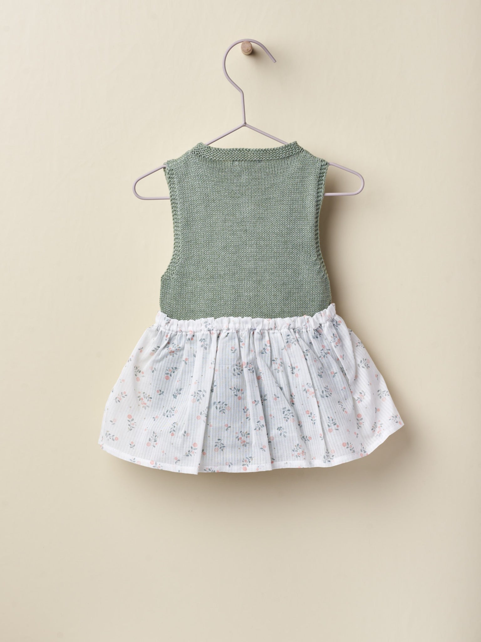 SS23 Wedoble Soft Green & Ditsy Print Half-Knit Skirt Romper