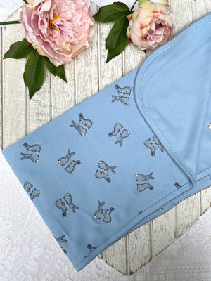 Rachel Riley Blue Bunny Print Shawl