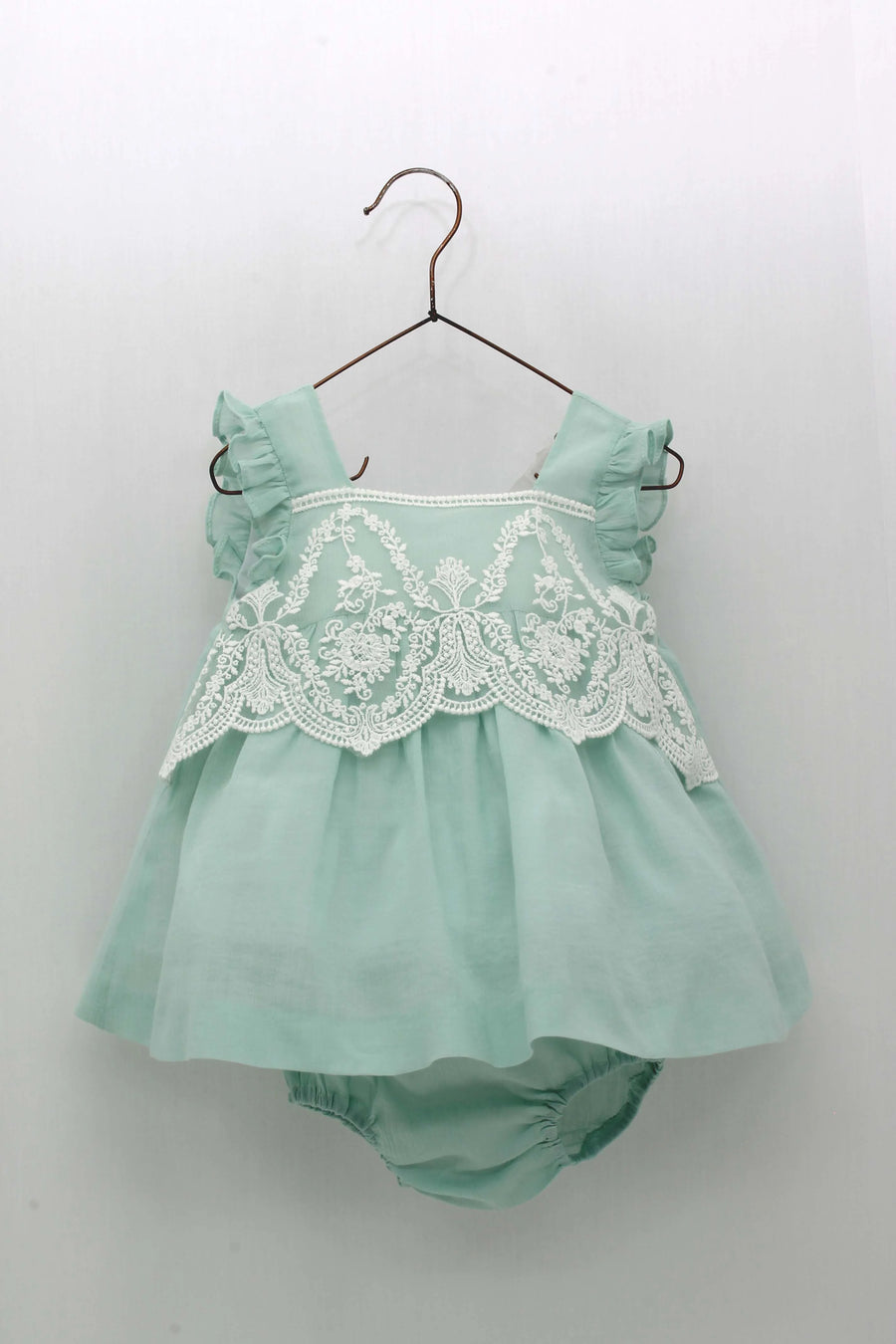 SS23 Foque Sea Green Lace Trimmed Dress Set