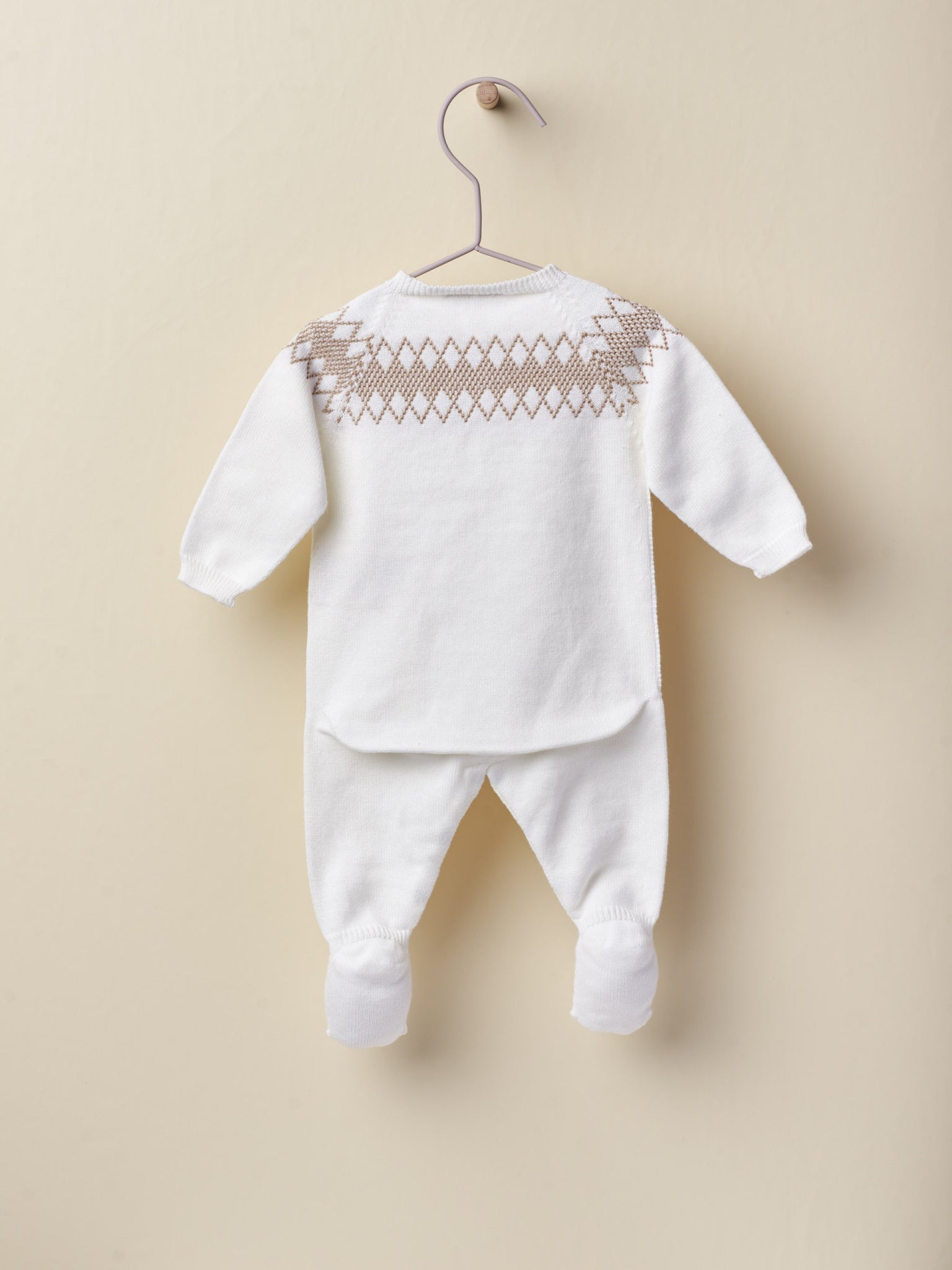 SS23 Wedoble White & Pearl Beige Diamond Babygrow