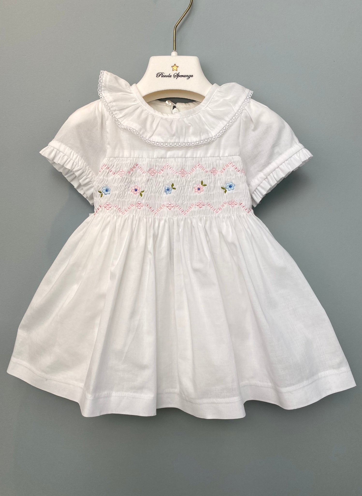 Piccola Speranza White Cotton Embroidered Dress