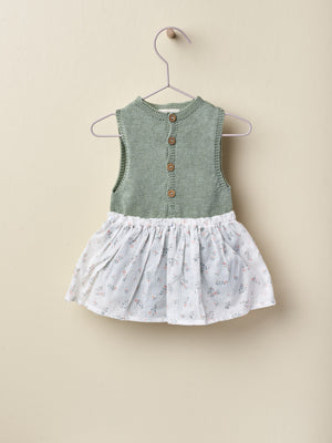 SS23 Wedoble Soft Green & Ditsy Print Half-Knit Skirt Romper