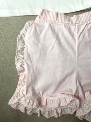 Pastels & Co Girl's Pink & White Shorts Set
