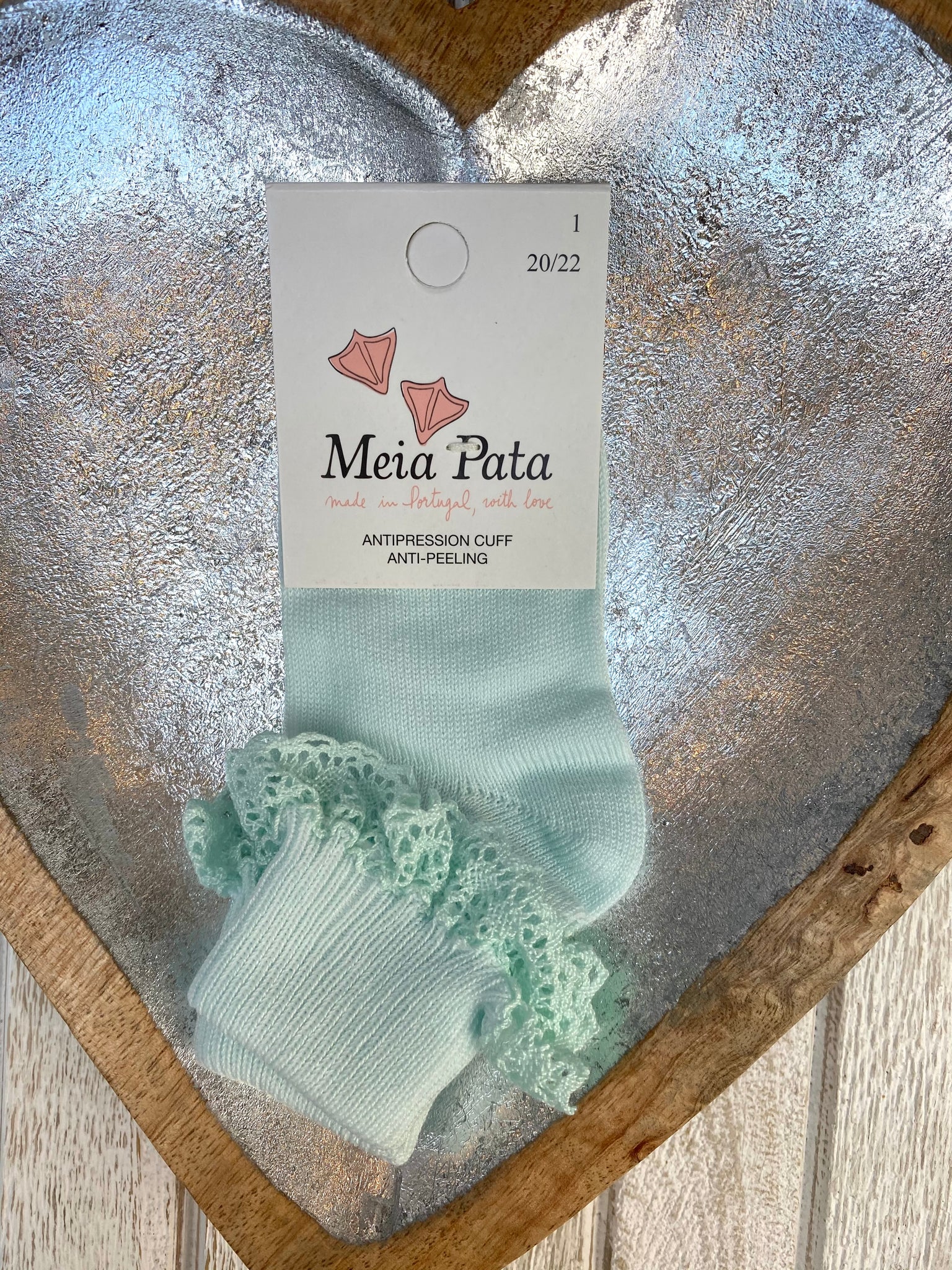 Meia Pata Water Blue Lace Trimmed Ankle Sock