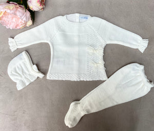 Juliana Ivory Knitted 3-Piece Baby Set