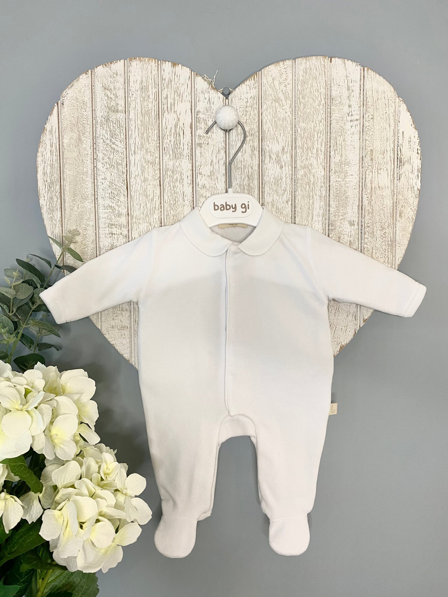 Baby Gi Angel Wing Babygrow in White