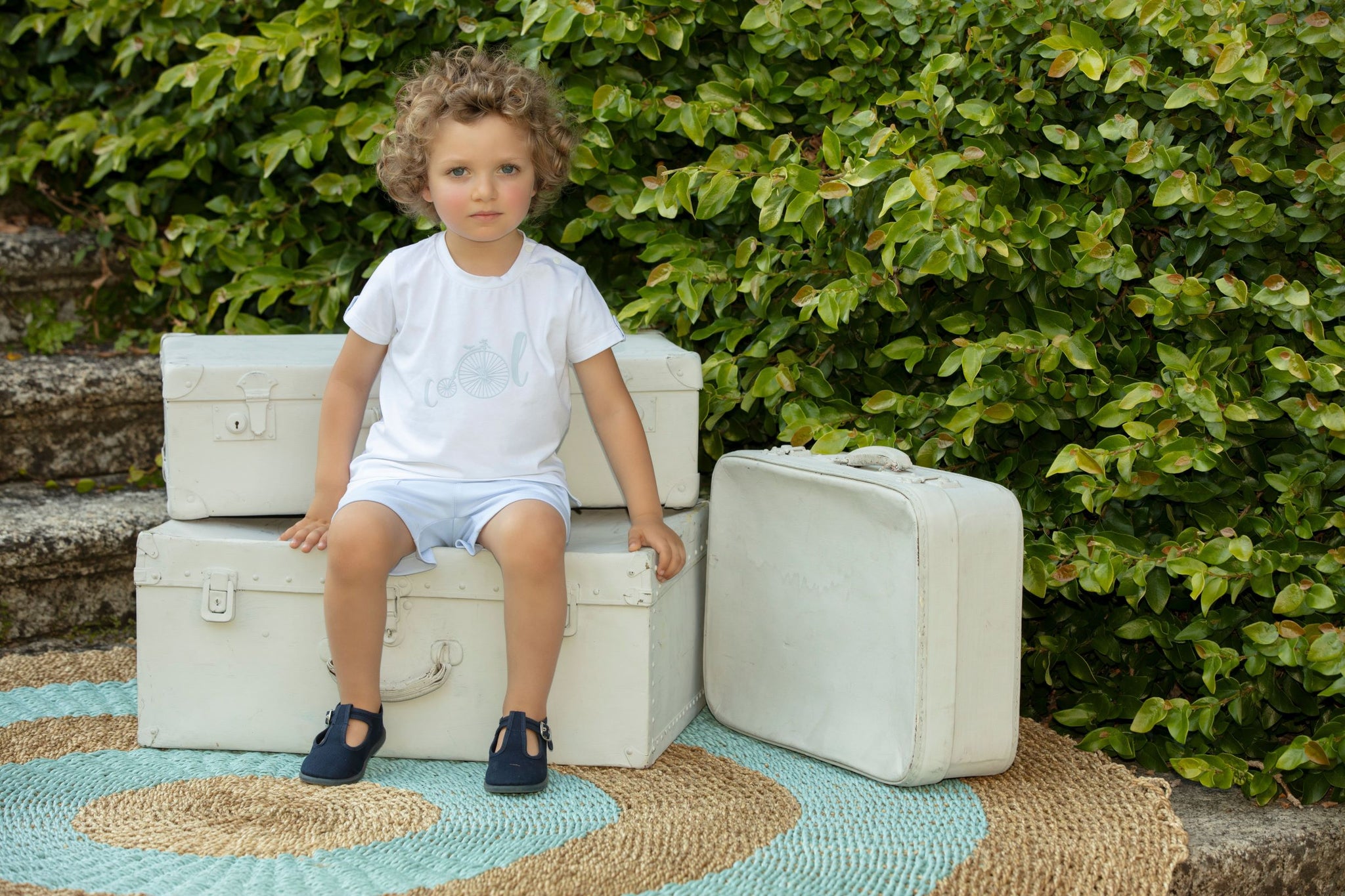 Patachou Boy's Blue & White Shorts Set